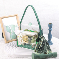 Klare Acryl süße Schokolade Blumen kasten Acryl Andenken Spende Memory Box Tasche Fall transparent mit Deckel und Leder griff
