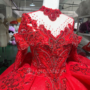 Vestidos de quinceañera rojos Wx110 para niñas de 15 años, con encaje, pedrería, falda de princesa, vestido de novia Jancember - Product Image 3