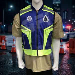 Veste haute visibilité personnalisée ANSI Classe 2, imperméable, bleu fluo jaune, fermeture éclair sur le devant, patchs, option logo personnalisé pour vêtements de travail - Product Image 4