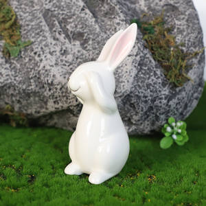 تمثال على شكل أرنب من البورسلين, تمثال على شكل أرنب من البورسلين لموسم ربيع عيد الفصح ، ديكور للمنزل ، ديكور داخلي صغير من السيراميك والأرنب الأبيض - Product Image 2