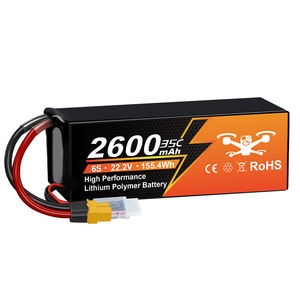 Aangepaste 6S 1P 22.2V 2600Mah Geavanceerde Oplaadbare Lithium Polymeer Uav Drone Batterij - Product Image 1