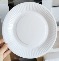 Assiettes en carton écologiques jetables, rondes, avec bord gaufré