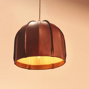 Suspension industrielle vintage en cuir extensible, lustre artisanal en cuir tanné végétal pour table à manger, bar à café, OEM - Product Image 1