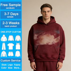 <span class=keywords><strong>Sweat</strong></span>-shirts personnalisés OEM pour hommes, dégradé <span class=keywords><strong>bordeaux</strong></span>, en molleton, avec poche surdimensionnée, style décontracté pour le streetwear urbain - Product Image 1