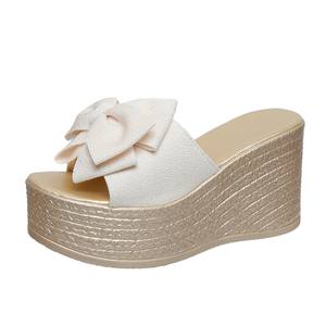 Pantuflas de Mujer con Tacón Inclinado, Estilo Primavera/Verano 2026, con Lazo, Plataforma Gruesa y Talla Grande - Product Image 6