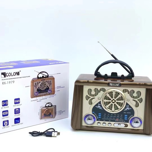 New Retro Classic Satchel Audio Radio for BT Tooth Sound Digital FM Plug-In Card Home Outdoor Use Flashlight AM Band