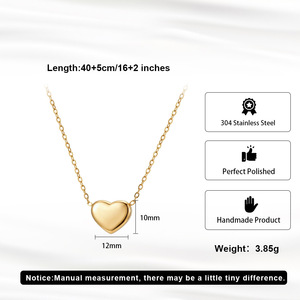 Collar con Colgante de Corazón de Circonita Chapado en Oro de 18K con Engaste de Garra y Cadena de Eslabones de Acero Inoxidable, Joyería de Estilo Moderno para Regalo de Mujer - Product Image 3