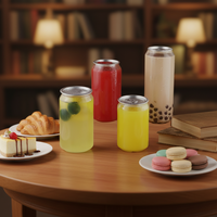 Nouveau design, logo personnalisé pour canettes en PET avec couvercle à anneau, marquage à chaud, fabriqué au Fujian, couleur personnalisée pour gâteaux, desserts, sodas, bubble tea