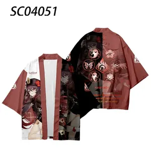2025 estate Anime <span class=keywords><strong>Cos</strong></span> originale dio Genshin capo con orchidea notturna Cardigan cuore corallo Kimono piuma maglione - Product Image 2