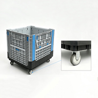 Ventes d'usine QS caisses palettes pliables en plastique robustes boîte à palettes pliable empilable à usage de fruits en gros
