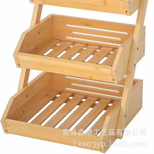 Étagère de rangement de cuisine en bambou à 2 niveaux, empilable, avec égouttoir pour fruits et légumes, forme carrée, multi-usages - Product Image 4