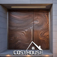 Porte d'entrée double asymétrique de luxe en aluminium moulé Cosyhouse avec feuilles active et passive pour villa moderne