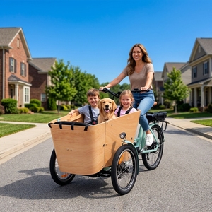 Vélo <span class=keywords><strong>cargo</strong></span> familial à 3 roues, remorque, vélo <span class=keywords><strong>cargo</strong></span> électrique, tricycle électrique, vélo <span class=keywords><strong>cargo</strong></span> ultime pour transporter enfants, animaux domestiques et courses - Product Image 1