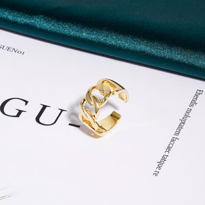 Anillos abiertos ajustables de cadena gruesa para mujer, de Plata de Ley 925, chapado en oro de 18k, 2022 - Product Image 1
