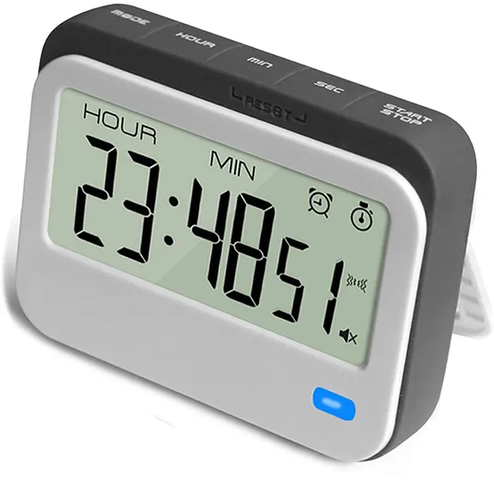 J&R Slient Light Blinking Vibration Alarm Timing Study Clock Mini Digital Jumbo Large LCD Display Strong Magnet Modern Students