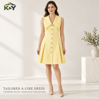 Nouvelle Collection Été 2026 – Robe Femme Sans Manches Coupe A-line Longueur Genou, Col Rabattu, Style Designer Haut de Gamme, Personnalisable (ODM/OEM)
