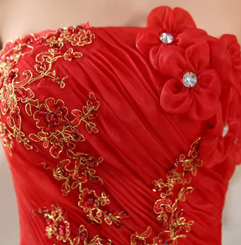 Gaun pengantin rias, gaun malam Eropa dan Amerika simpel Tube Top merah muda musim semi 2024