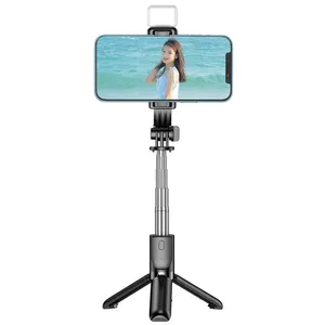 Mevcut 360 derece rotasyon uzatma 77cm Bluetooth kumanda ile selfie sopa masaüstü telefon tutucu tripod