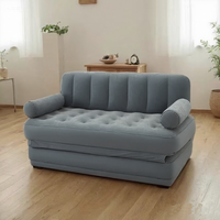 Sofá inflable extraíble y colchón de cama de aire tamaño Queen con portavasos para uso en interiores y exteriores para adultos