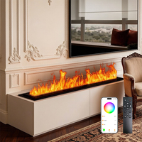 Humidificateur électrique à vapeur 3D en métal de haute qualité et économique, effet de flamme LED, pour usage hôtelier, fonctionnement en anglais
