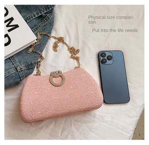 Bolso de Mano de Lujo Clásico de Moda 2025 con Diamantes, Patrón Sólido, Asa de Cristal, Bolso de Noche con Pedrería para Bodas, Cenas y Fiestas - Product Image 4