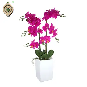 Planta Artificial en maceta, mariposa simulada, Fondo de orquídea para decoración interior, flor artificial de imitación