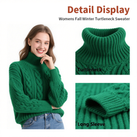 Black friday Populaire Gros Tricot Col Roulé Femmes Pull Logo Personnalisé Anti-boulochage Pull À Col Roulé pour les Femmes