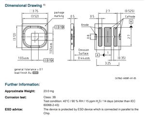 LED SMD haute puissance OSRAM H9QP HWQP 3V 700mA 120 12,6W 3838 lumière blanche avec substrat Ra80 230lm - Product Image 4
