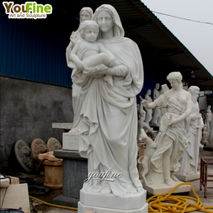 รูปปั้นหินอ่อนสำหรับบูชาพระแม่มารีที่ถือพระเยซูสำหรับตกแต่งสวนกลางแจ้งทางศาสนา - Product Image 5