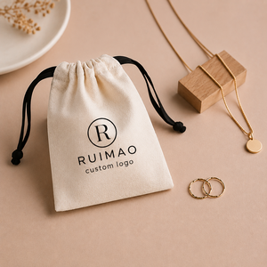 Bolsa de Algodón Biodegradable con Cordón, Bolsa de Muselina Natural para Guardar Bolsos - Product Image 2