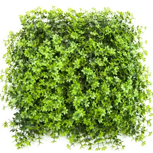 Pannelli anti-uv di plastica alta qualità siepe di bosso verde pianta verticale giardino artificiale parete erba