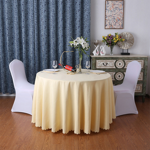 कस्टम गोल टेबल कपड़े शादी के लिए 60 इंच सादे पॉलिएस्टर सोने की - Product Image 6