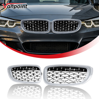 Calandre avant de voiture pour BMW Série 3 GT F34 320i 328i 330i 335i 340i 2012-2020, maille diamantée, entièrement argentée, ABS