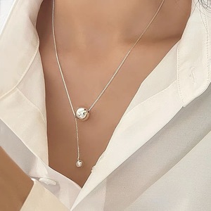 S925 Sterling <b>Silver</b> Ball Pendant Necklace 405cm Chain Length Everyday Wear Fine <b>Choker</b> Jewelry for Women - Product Image 5