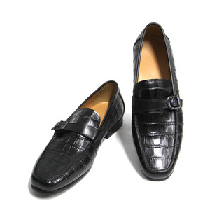 Mocassini da uomo di alta qualità viola e nero scarpe da sera con fibbia in metallo cucite a mano per l'autunno - Product Image 2