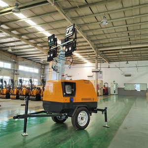 Mobile <b>Lighting</b> Tower 7M LED 5KW Diesel Powered Orange Steel Construction For Mining Sites - Product Image 3