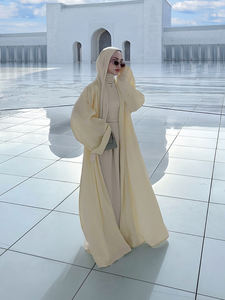 Conjunto de Abaya Holgada y Transpirable de Manga Larga para Mujer, Color Sólido, Túnica Modesta para Reuniones Casuales en Primavera, Verano y Otoño - Product Image 5