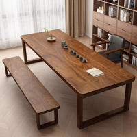 Ensemble de chaise de bureau et table basse en bois de noyer massif, style moderne et durable, pour salon