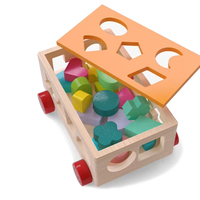 Boîte de rangement pour jouets de voiture pour bébé, jeu de puzzle géométrique en bois avec correspondance des formes et des couleurs pour enfants