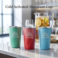 Mug magique en aluminium de marque OEM, résistant aux rayures et aux chutes, de qualité alimentaire, changeant de couleur, avec couvercle, réutilisable