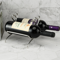 Support à vin portable en métal, support décoratif unique en forme de cygne argenté