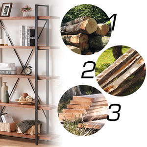 Estantería de Madera Maciza Personalizada, Color Marrón Desgastado, Estilo Industrial Rústico, Librería de Madera Natural para el Hogar, Oficina, Sala de Estar, Dormitorio - Product Image 4