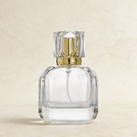Flacon de parfum carré transparent mat de luxe moderne 100 ml avec pompe pulvérisatrice à fond épais, diffuseur de parfum en verre, boîte de 100 pièces MOQ