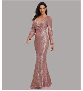 Robe de soirée élégante en sequins sirène, longue jusqu'au sol, noire, pour la mère de la mariée, banquet 2022 - Product Image 4