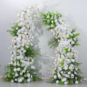 D-HOA057 Hot sales greenery horn flower arch backdrop <b>rose</b> horn flower arch artificial luxury flower arch silk for wedding decor - Product Image 5