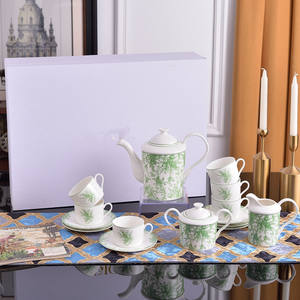 New 15pcs Green Lily of the Valley Pattern Ceramic Tea Sets Coffee and Bone China Dinnerware Sets - Product Image 1
