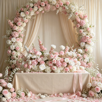 Chemin de table en fleurs artificielles en soie blanche personnalisé en usine pour allée de mariage, décoration de table de mariage, table des mariés