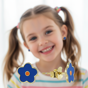 <span class=keywords><strong>XLOVE</strong></span> Boucles d'oreilles clous en argent 925 plaqué or, motif fleur, hypoallergéniques pour enfants aux oreilles sensibles - Product Image 1