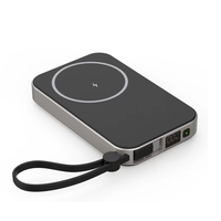 Power Bank Magnetik Nirkabel 10000mAh Baterai Li-Polymer 22.5W Nirkabel & 20W Pengisi Daya Cepat Berkabel dengan Tali Gantungan & Penyangga 2-in-1 untuk Ponsel