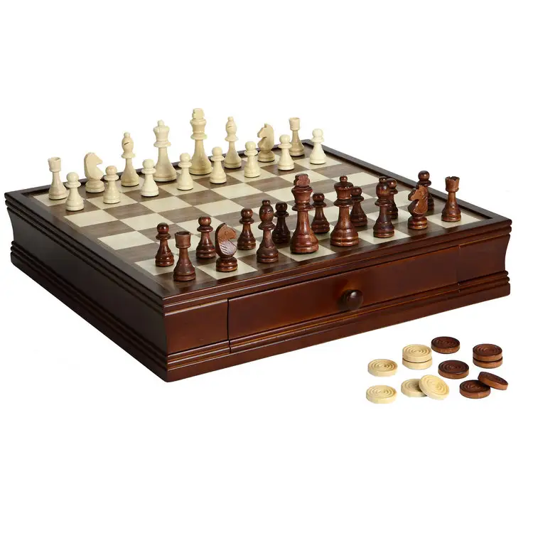 Jeu d'échecs chinois en bois de luxe 2 en 1 Jeu d'échecs en bois